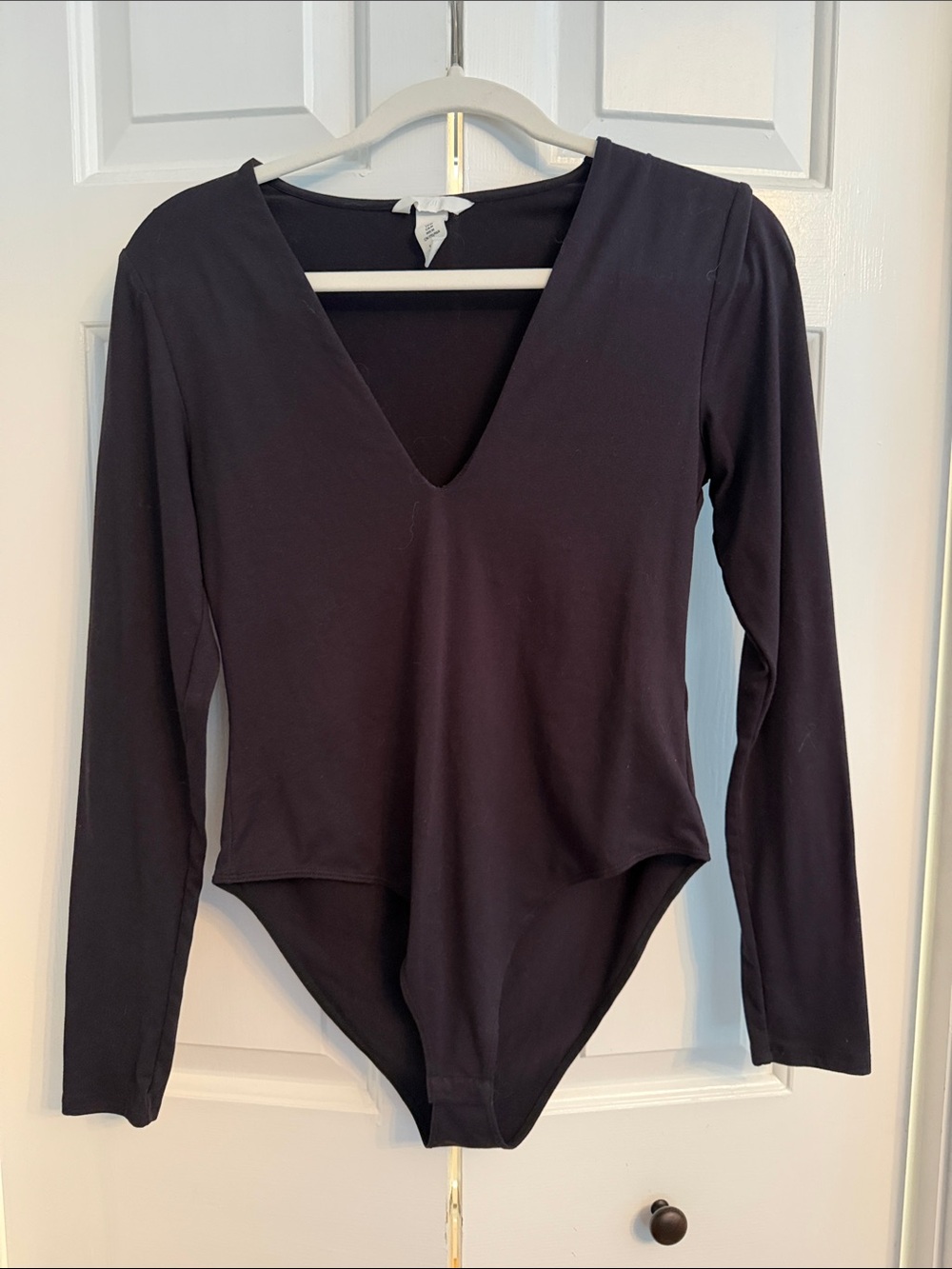 H&M Black Long Sleeve V-Neck Bodysuit